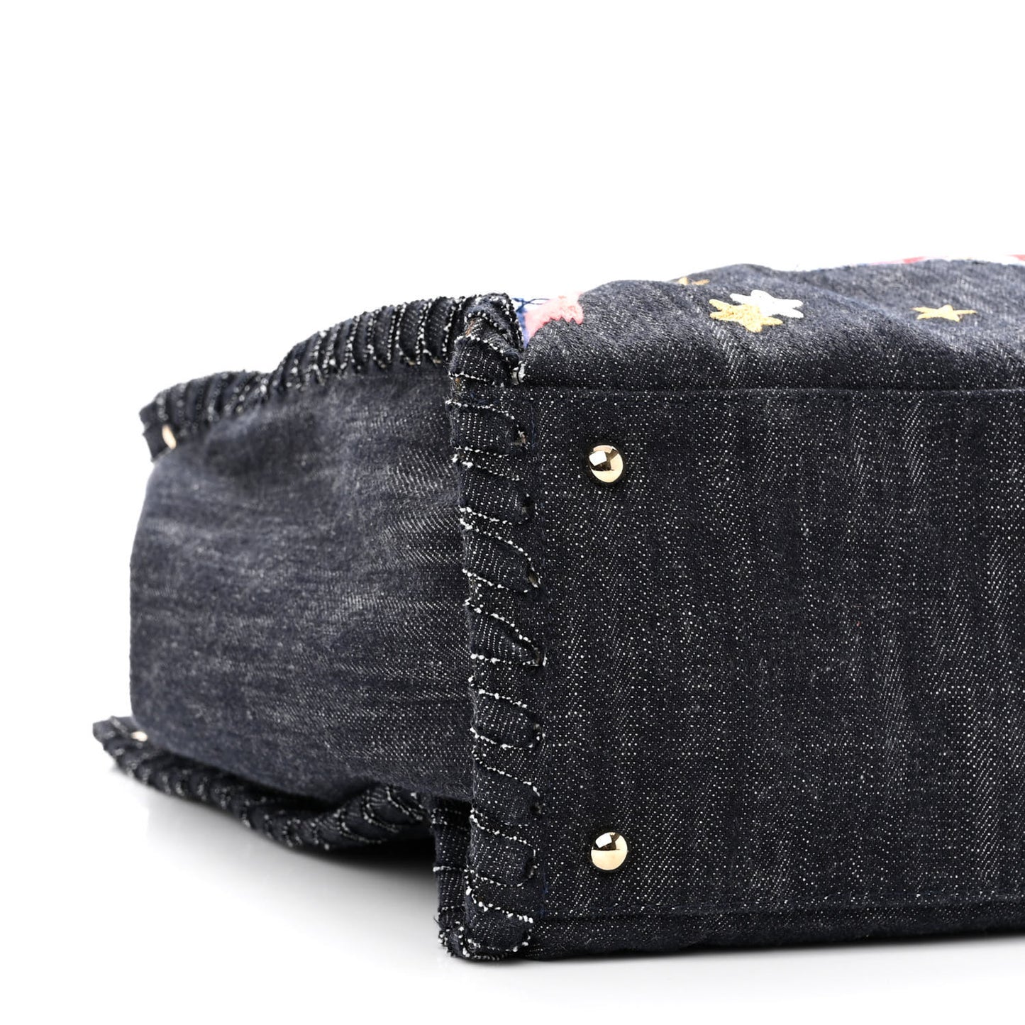 Denim Embroidered Night Flight Tote Blue