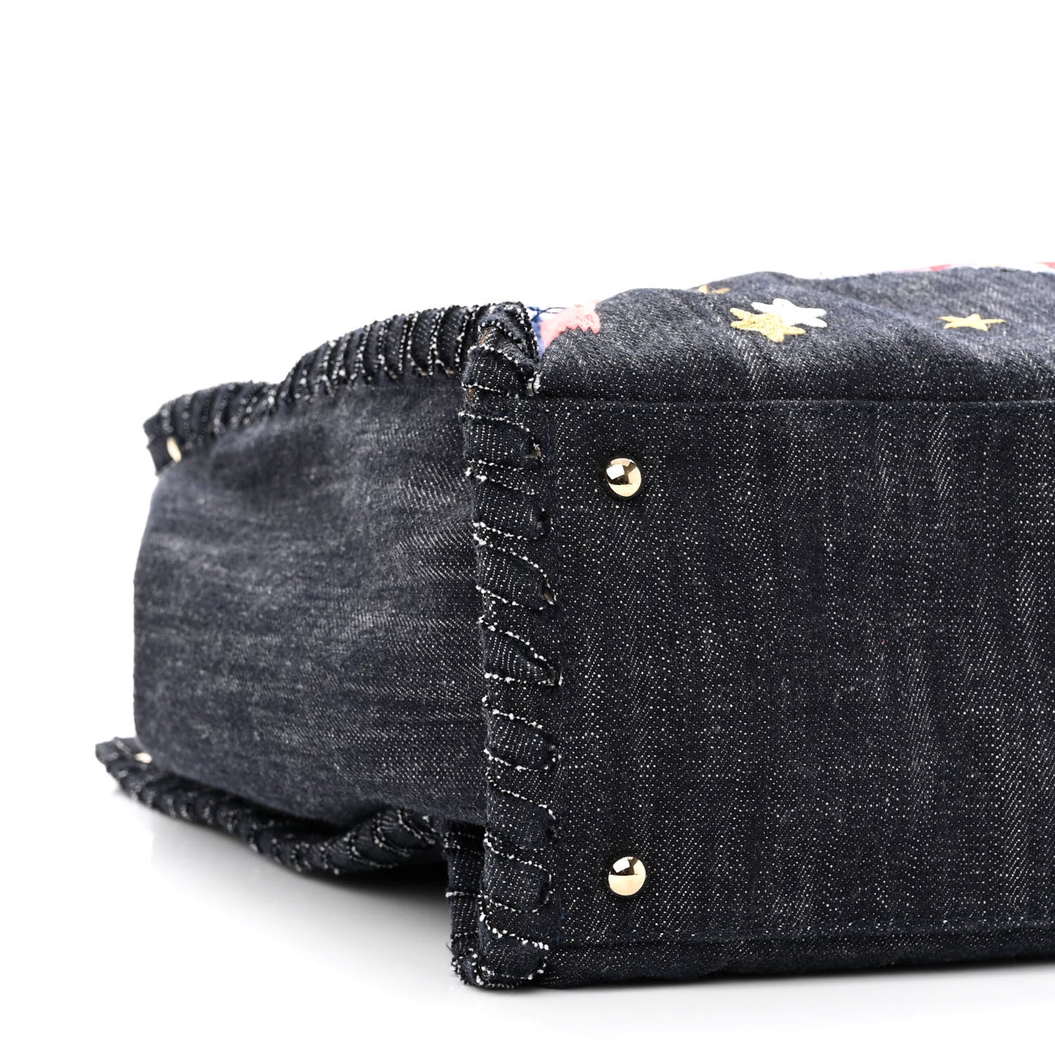 Chanel Denim Embroidered Night Flight Tote Blue 10 of 11
