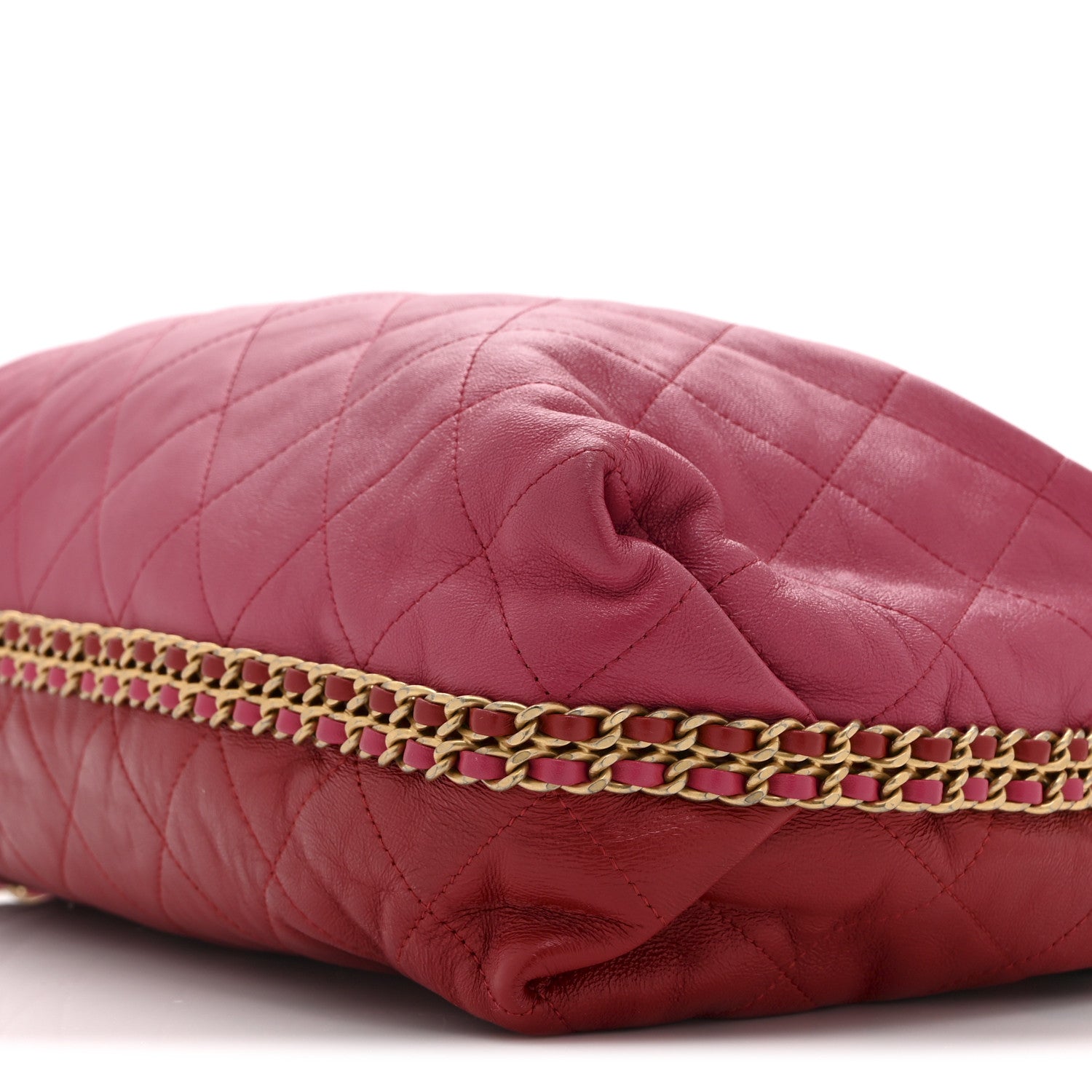 Chanel Calfskin Quilted Coco Shelter Bowling Bag Dark Pink Red 10 of 11