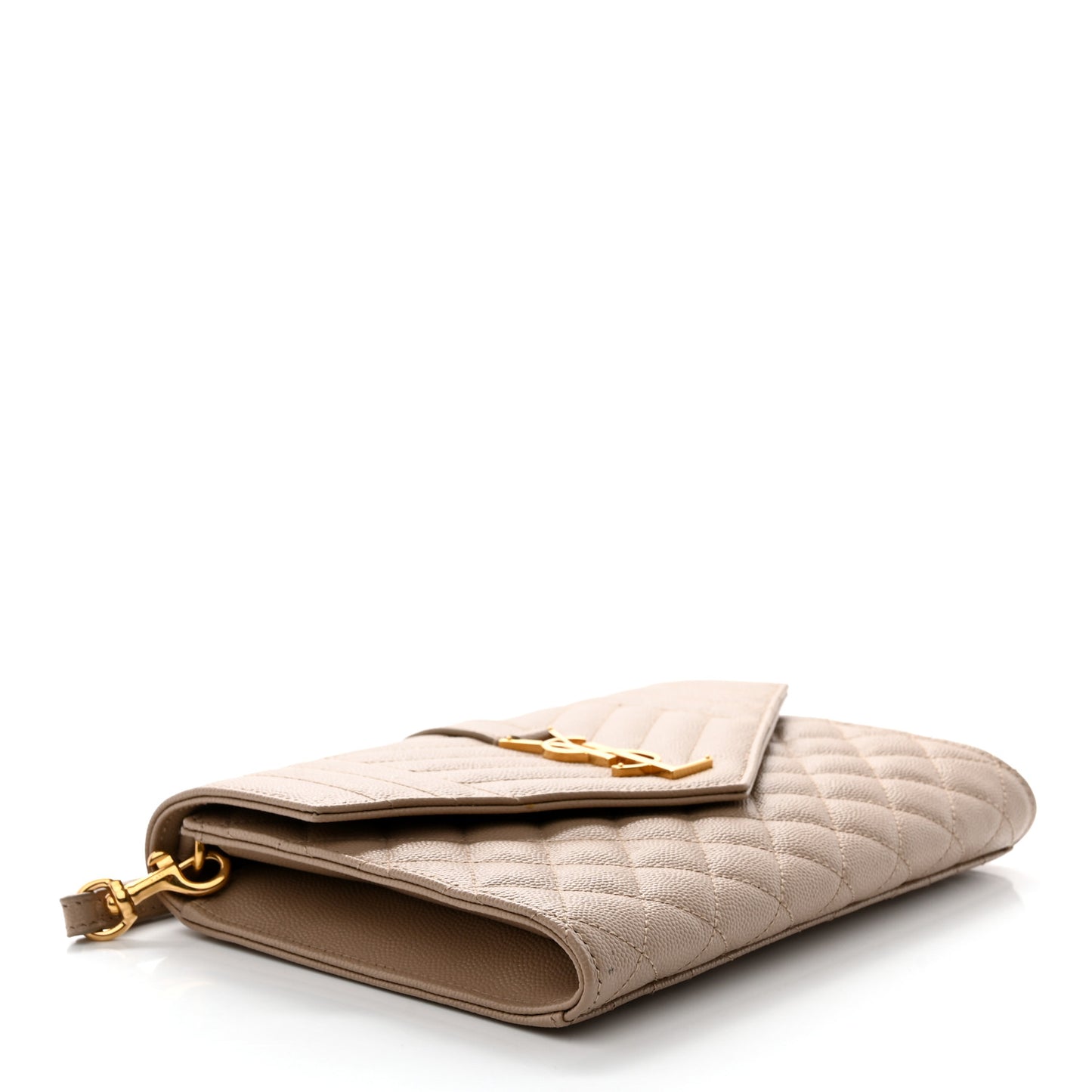 Grain De Poudre Textured Mixed Matelasse Triquilt Monogram Clutch Dark Beige