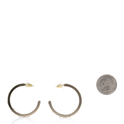 Chanel Metal Baguette Crystal Logo CC Hoop Earrings Gold 3 of 5