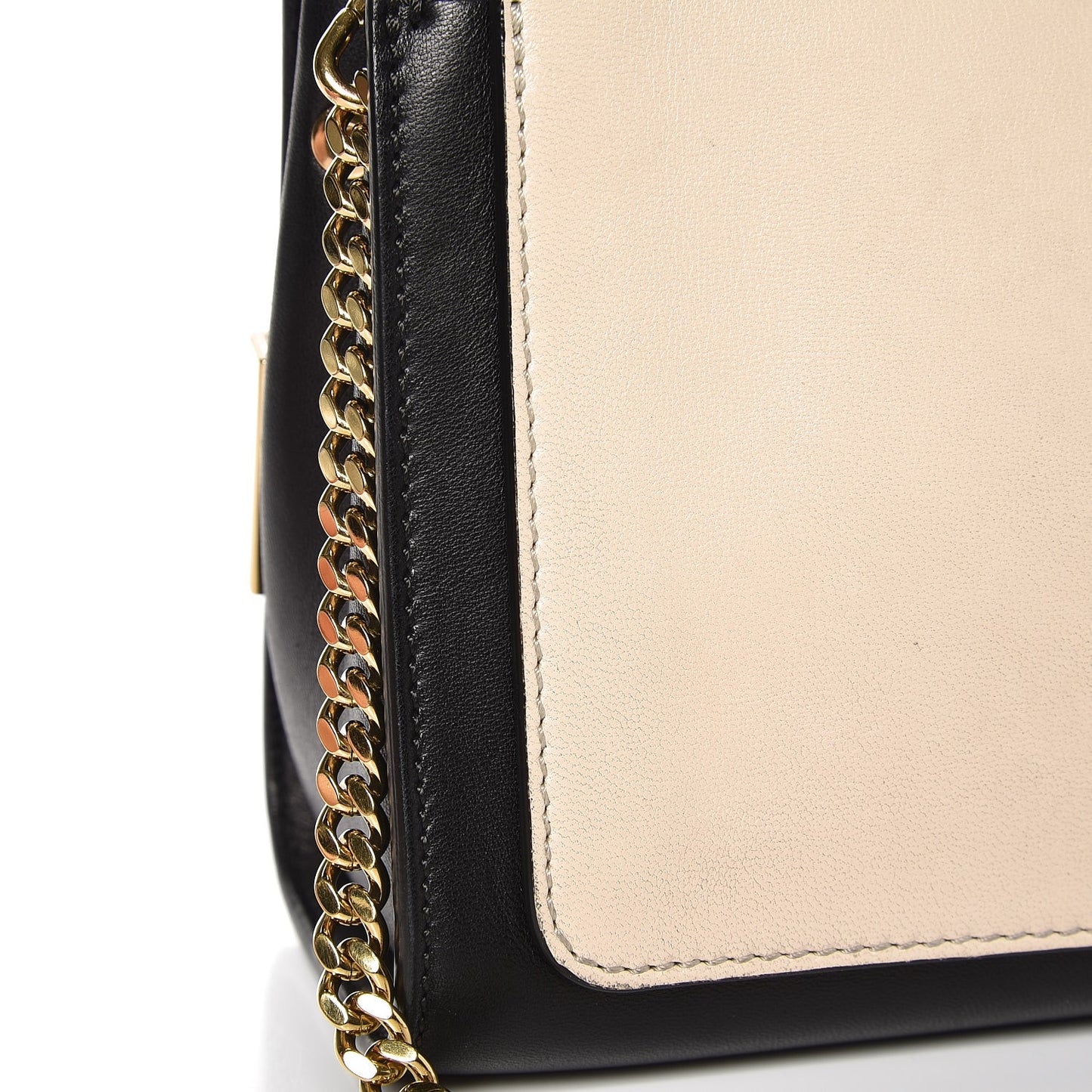 Lambskin Snakeskin Medium Elle Chain Clutch Cream Black