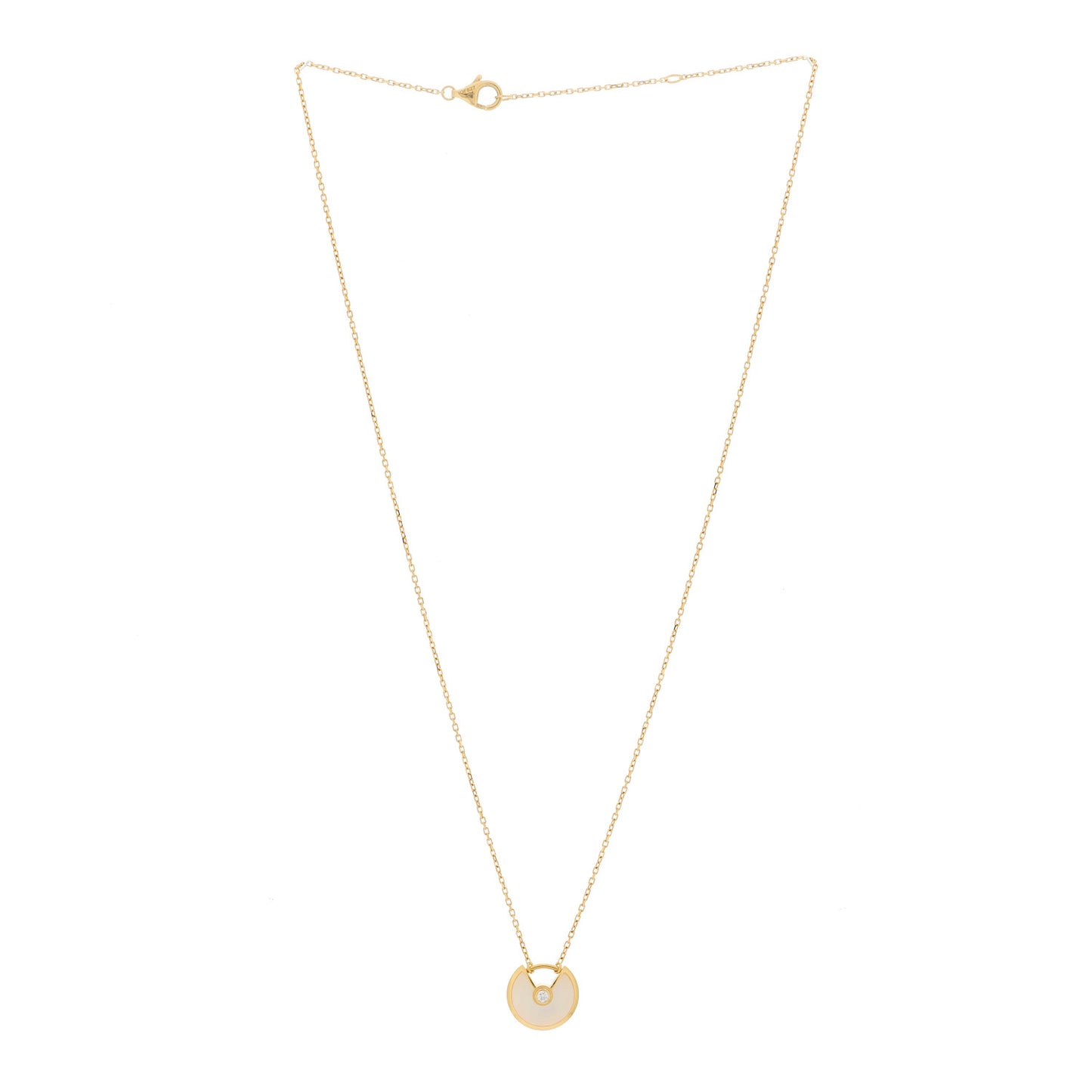 18K Yellow Gold Diamond Mother of Pearl XS Amulette de Cartier Pendant Necklace