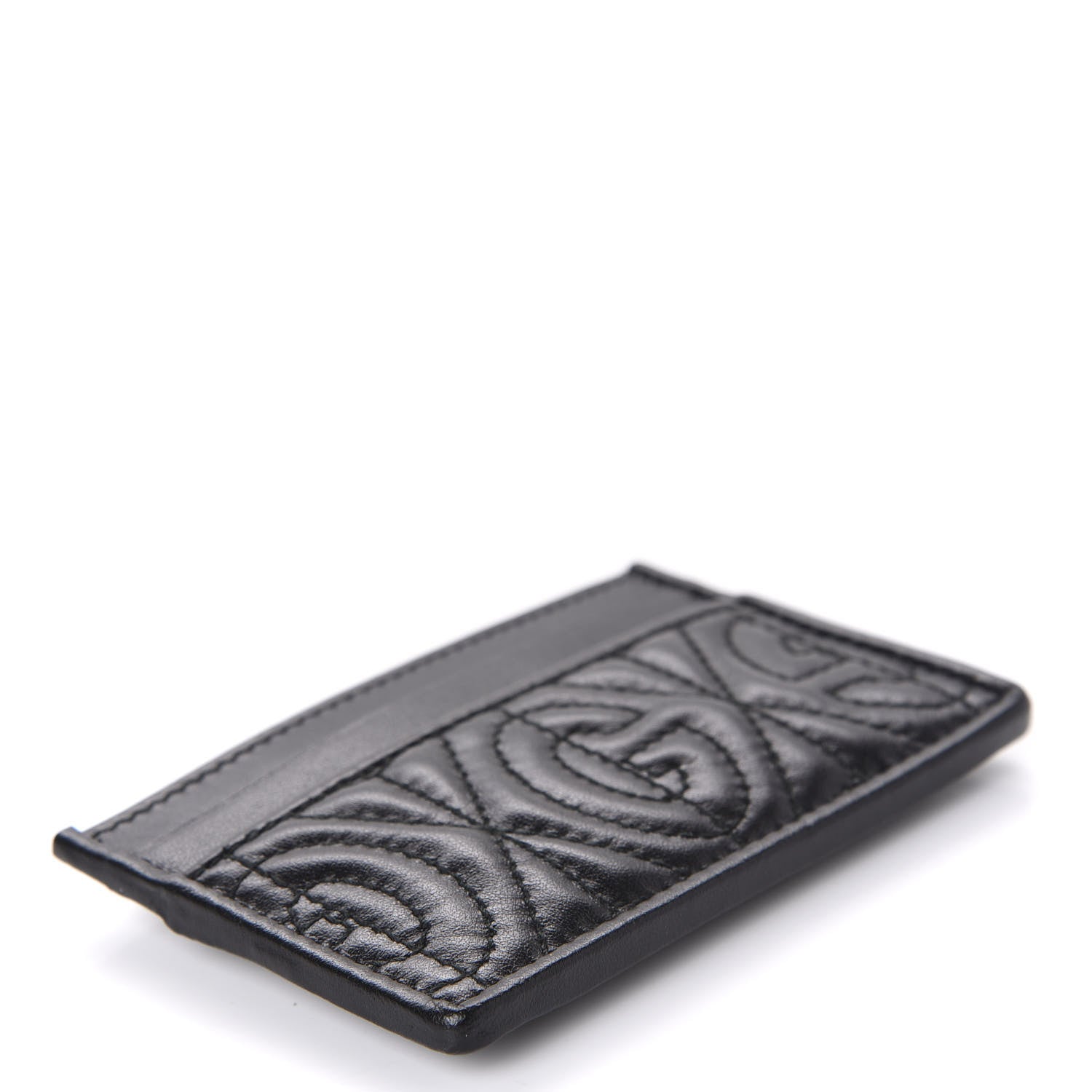 Gucci Calfskin G Rhombus Quilted Card Holder Black 4 of 9