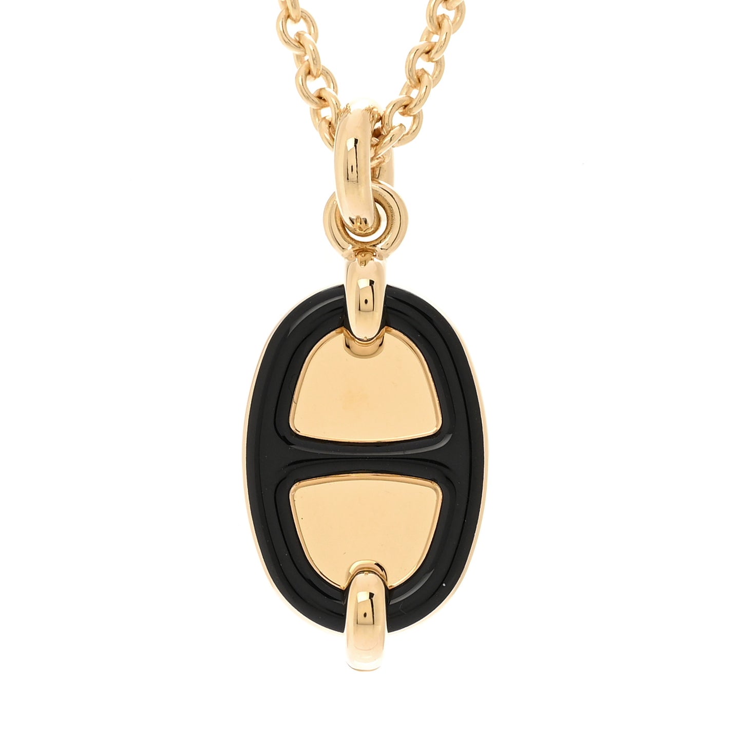 Metal Enamel Mini Maillon Pendant Necklace Black