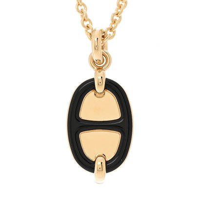 Hermes Metal Enamel Mini Maillon Pendant Necklace Black 4 of 7