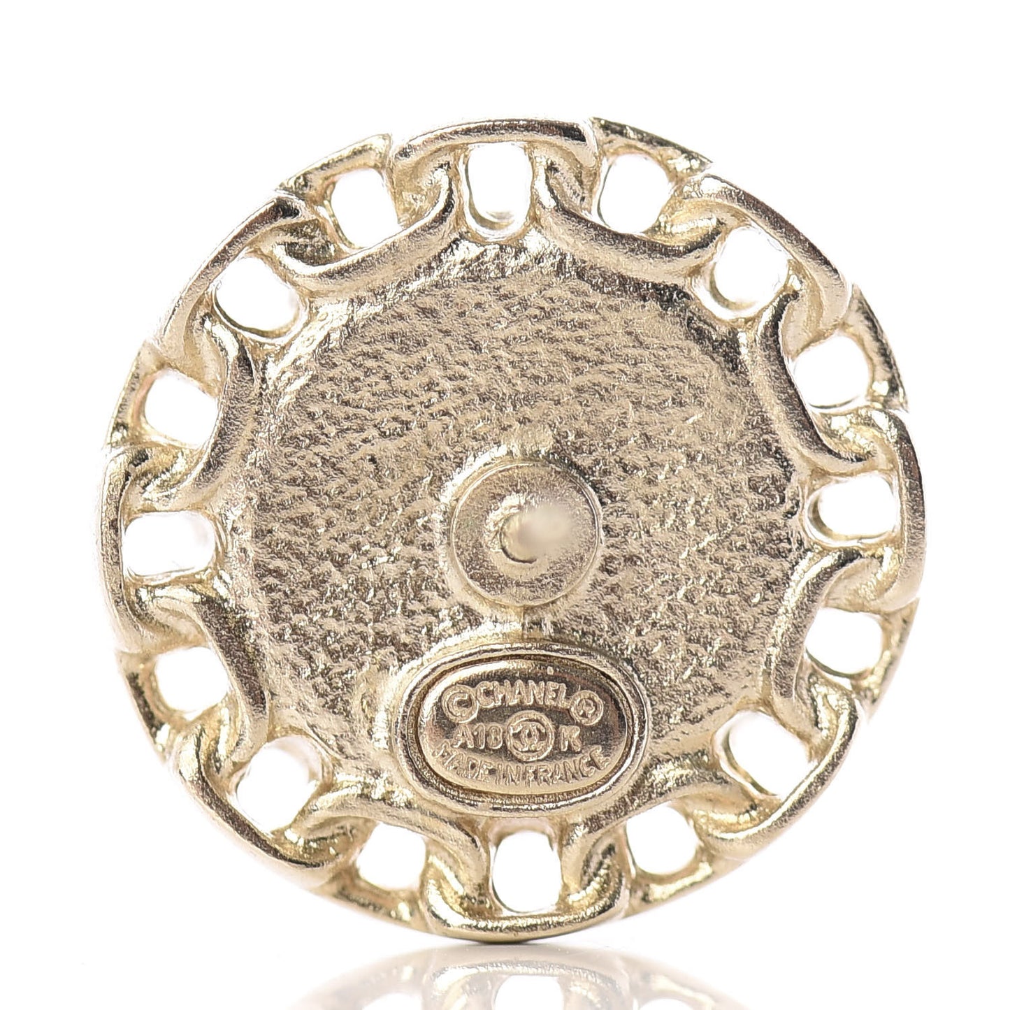 Resin Chain CC Round Earrings Gold Pink