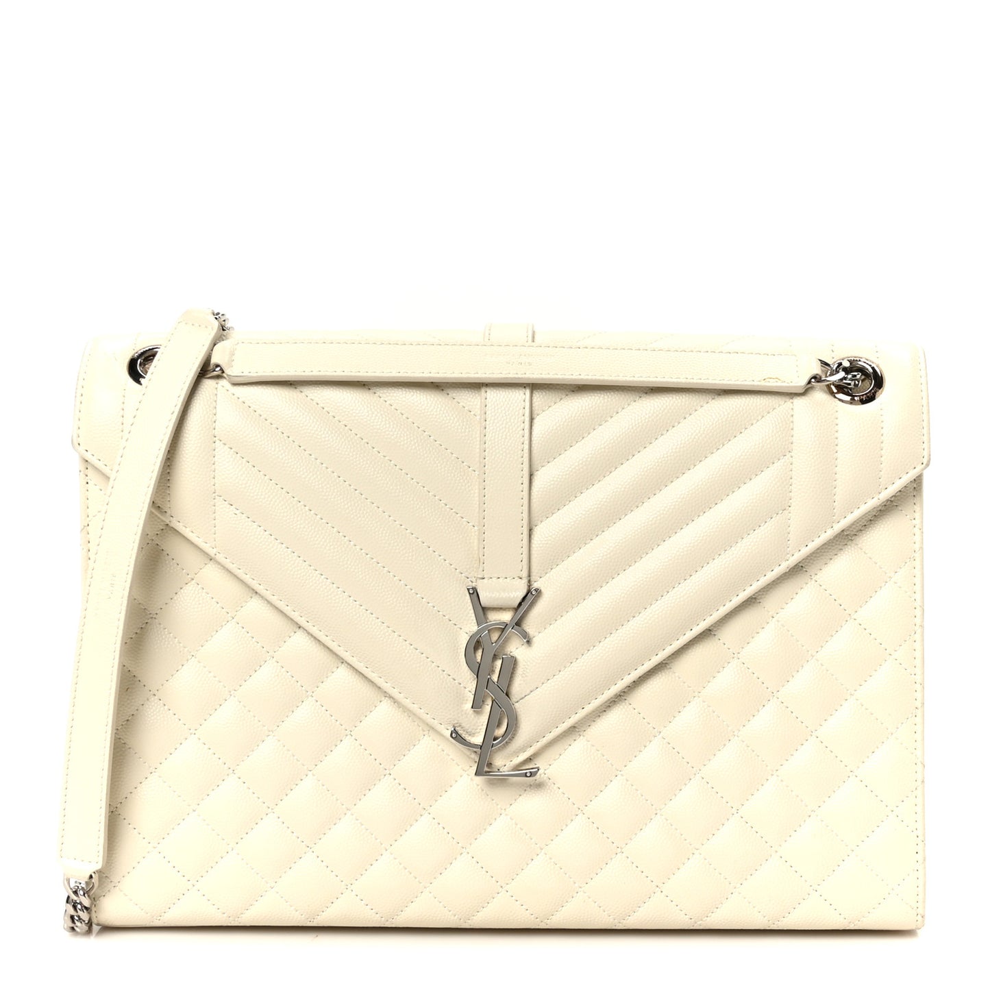 Grain De Poudre Textured Mixed Matelasse Large Triquilt Monogram Satchel Porcellana