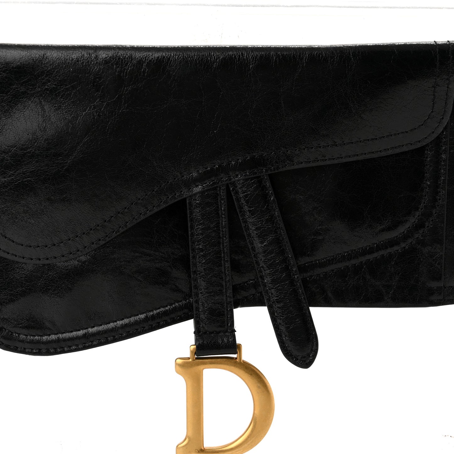 Crinkled Lambskin 135mm Saddle Belt Black