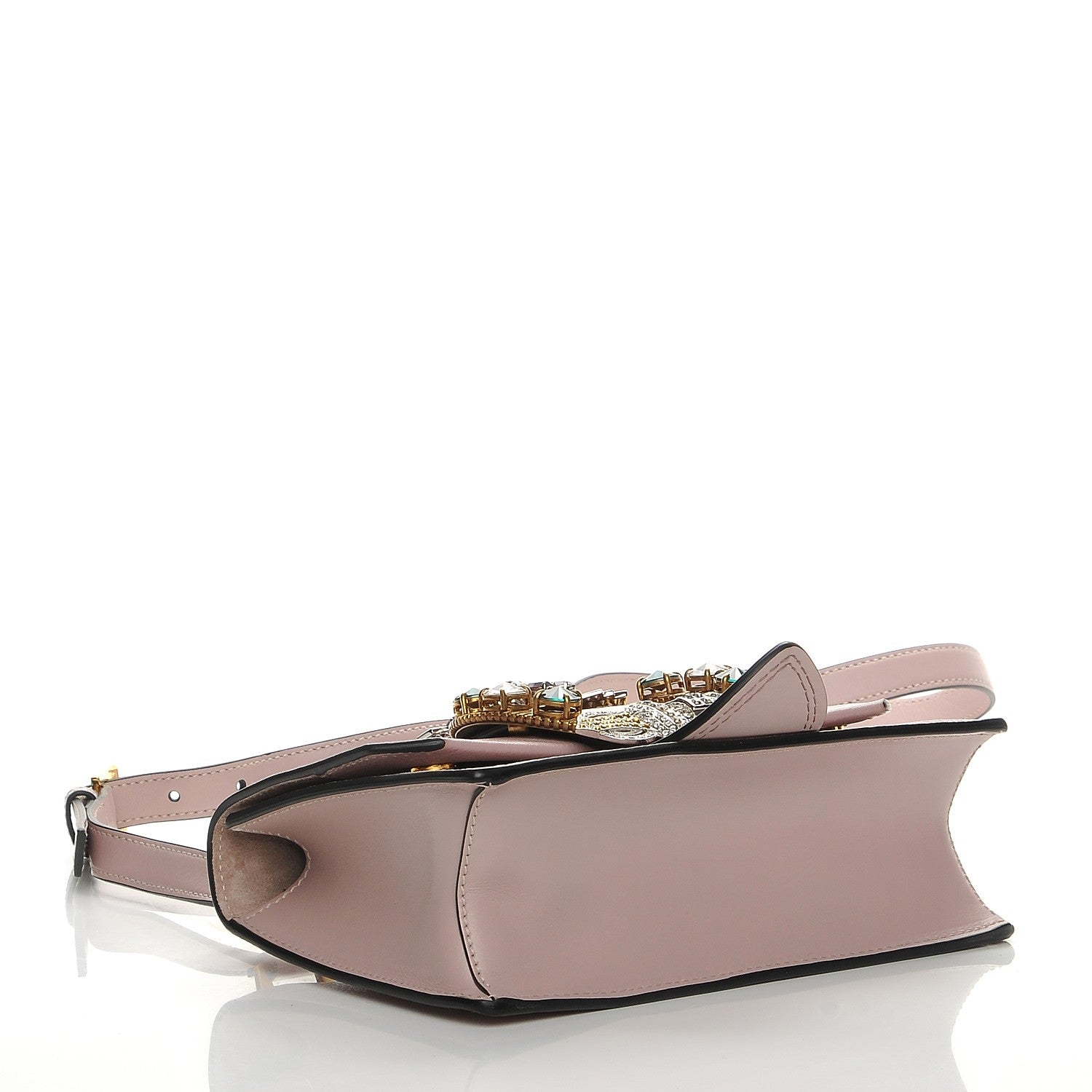 Miu Miu Goatskin Madras Soft Calf Crystal Embellished Shoulder Bag Mughetto 4 of 8