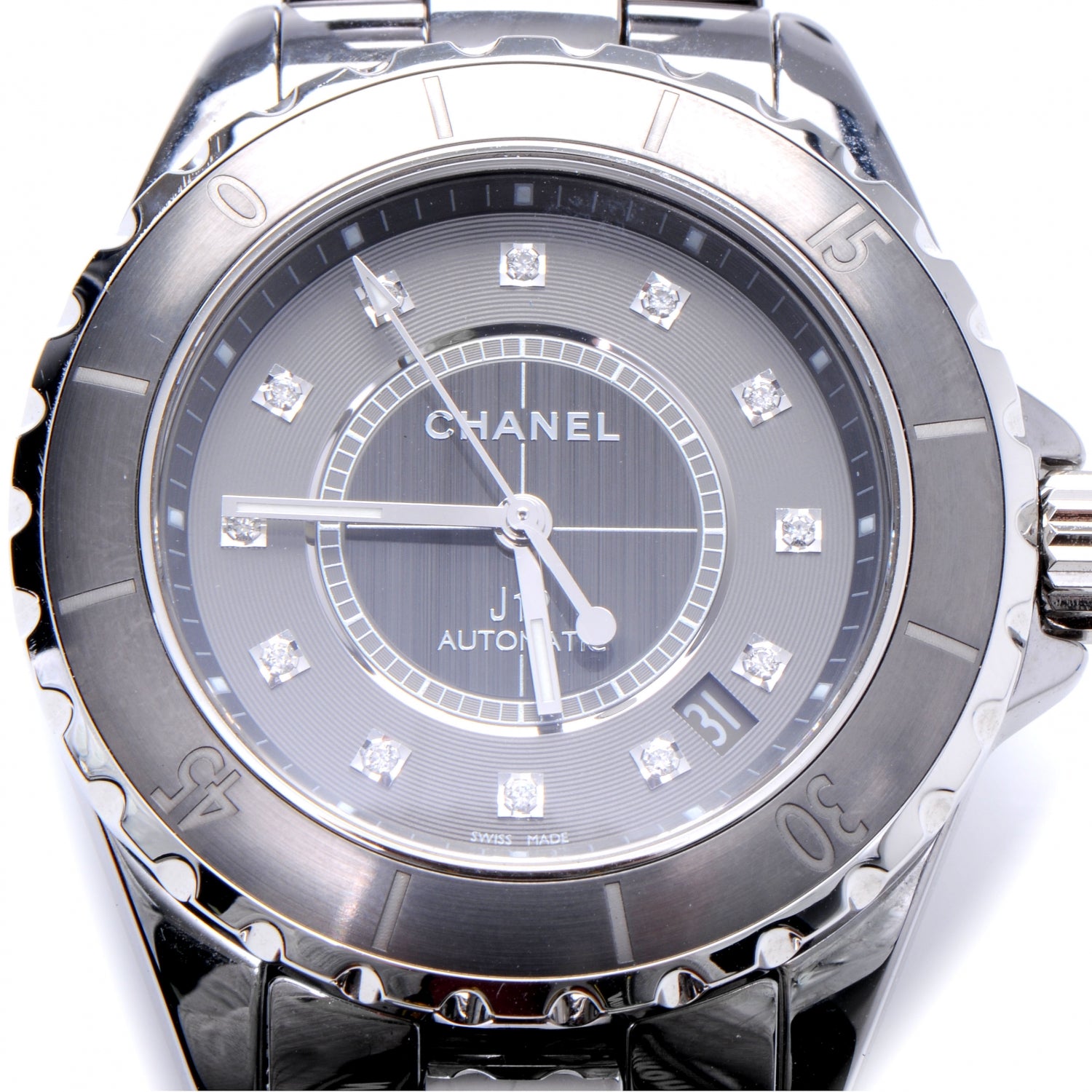 Chanel Titanium Ceramic Diamond 38mm J12 Automatic Watch 3 of 7