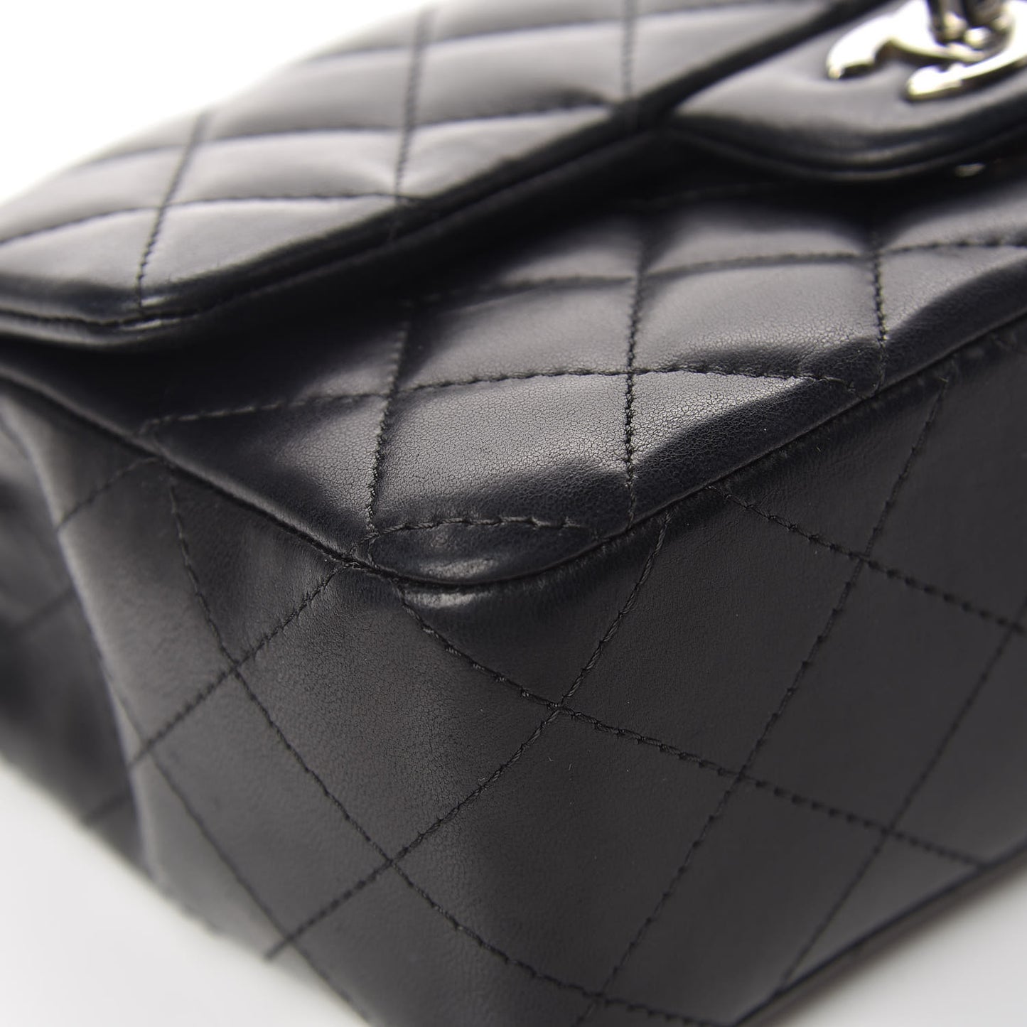 Lambskin Quilted Mini Rectangular Flap Black