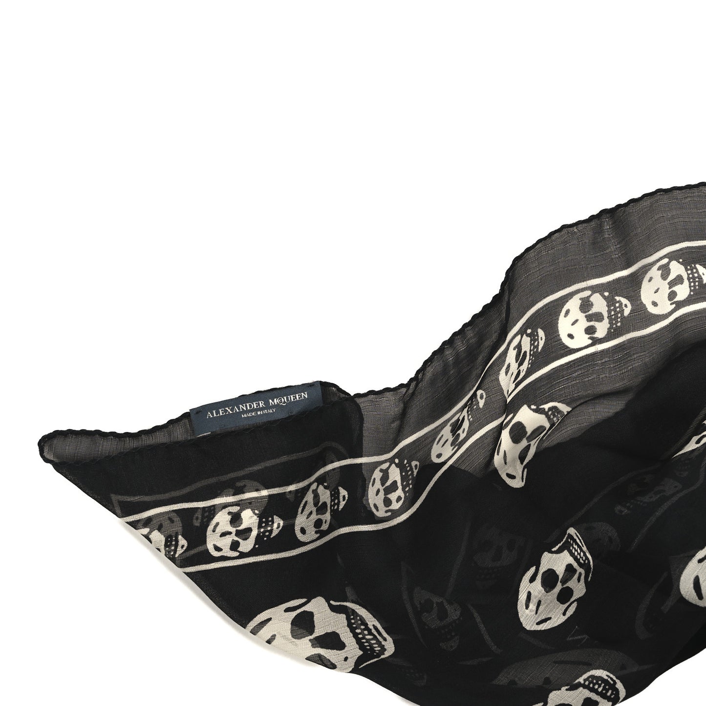 Silk Chiffon Skull Scarf Black Ivory