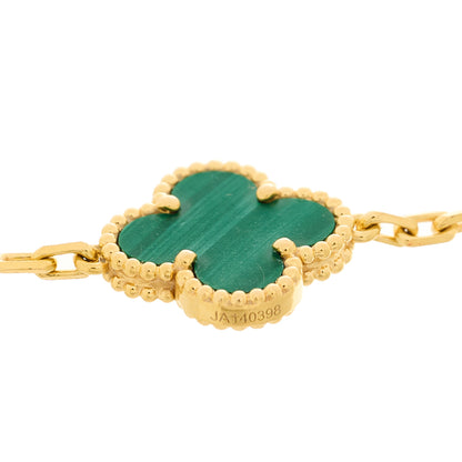 Van Cleef & Arpels 18K Yellow Gold Malachite 5 Motifs Vintage Alhambra Bracelet 4 of 4