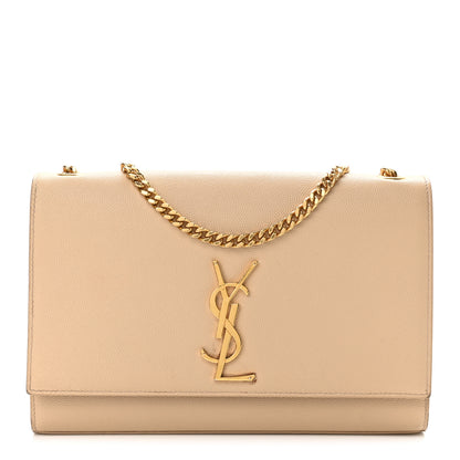 Saint Laurent Grain De Poudre Medium Monogram Kate Satchel Dark Beige 1 of 10