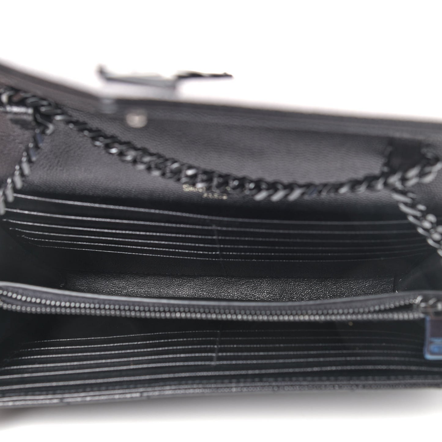 Grain De Poudre Matelasse Chevron Monogram Chain Wallet Black