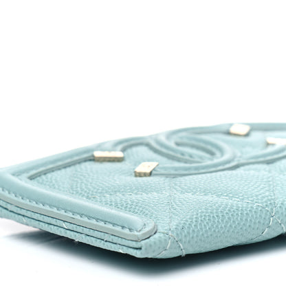 Chanel Caviar Quilted Filigree Card Holder Light Blue 5 of 6