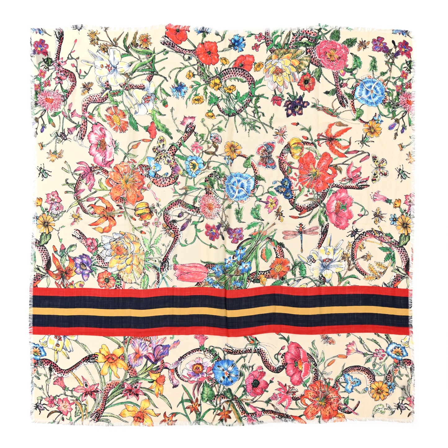 Wool Floral Print Shawl Multicolor