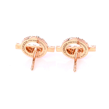 Hermes 18K Rose Gold Diamond Finesse Earrings 4 of 6