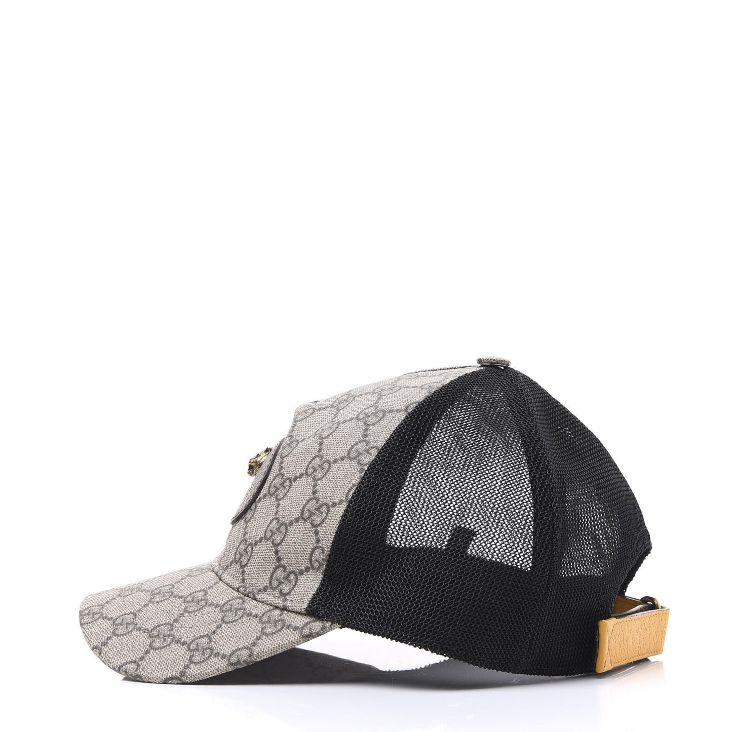 Soft GG Supreme Monogram Mesh Textured Dollar Calfskin Neo Vintage Rap Baseball Hat S Dark Brown Black