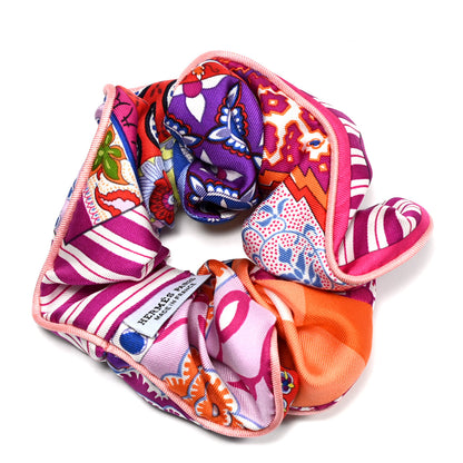 Hermes Silk Patchwork Claudia Scrunchie Multicolore 2 of 4