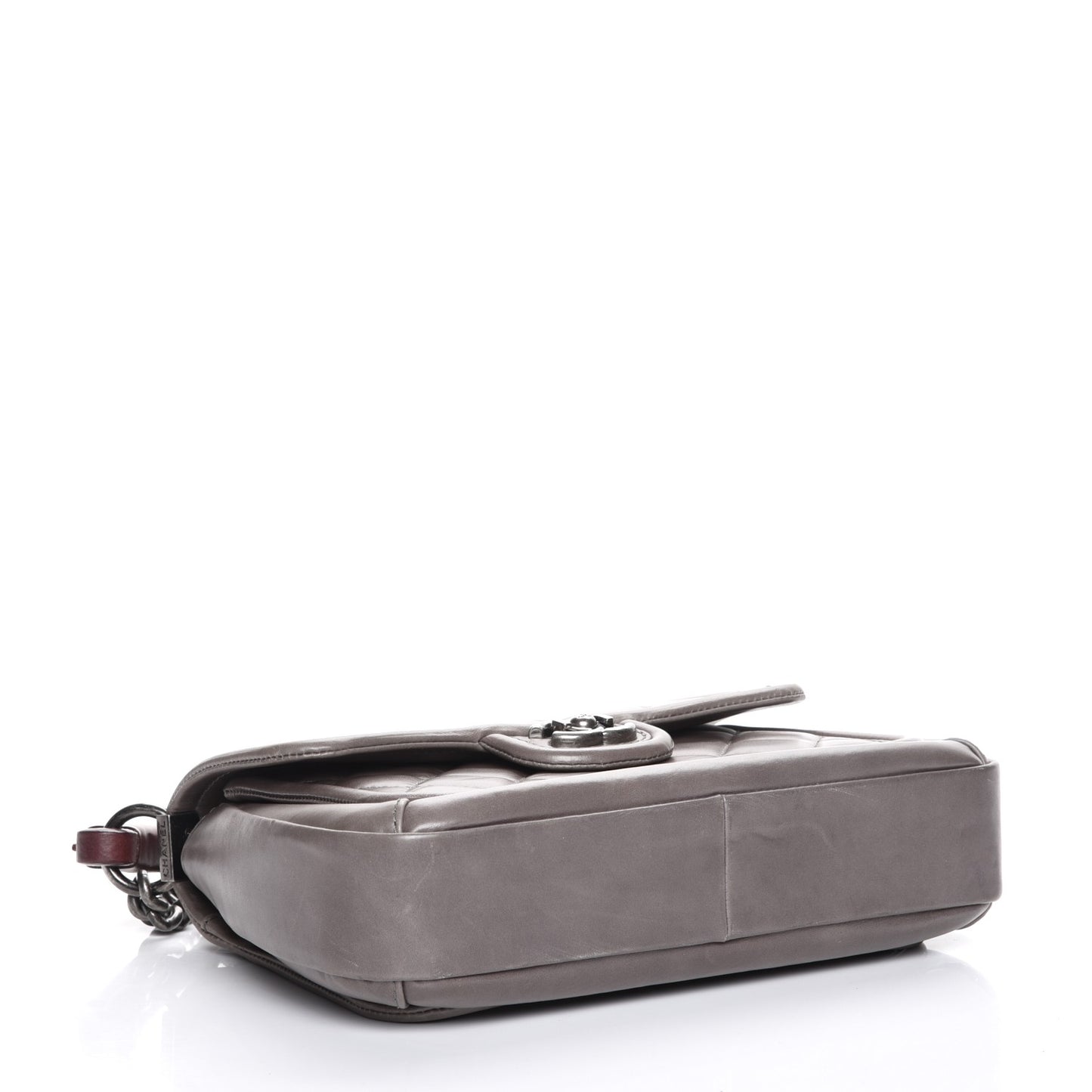 Aged Calfskin Quilted Prestige Top Handle Flap Grey