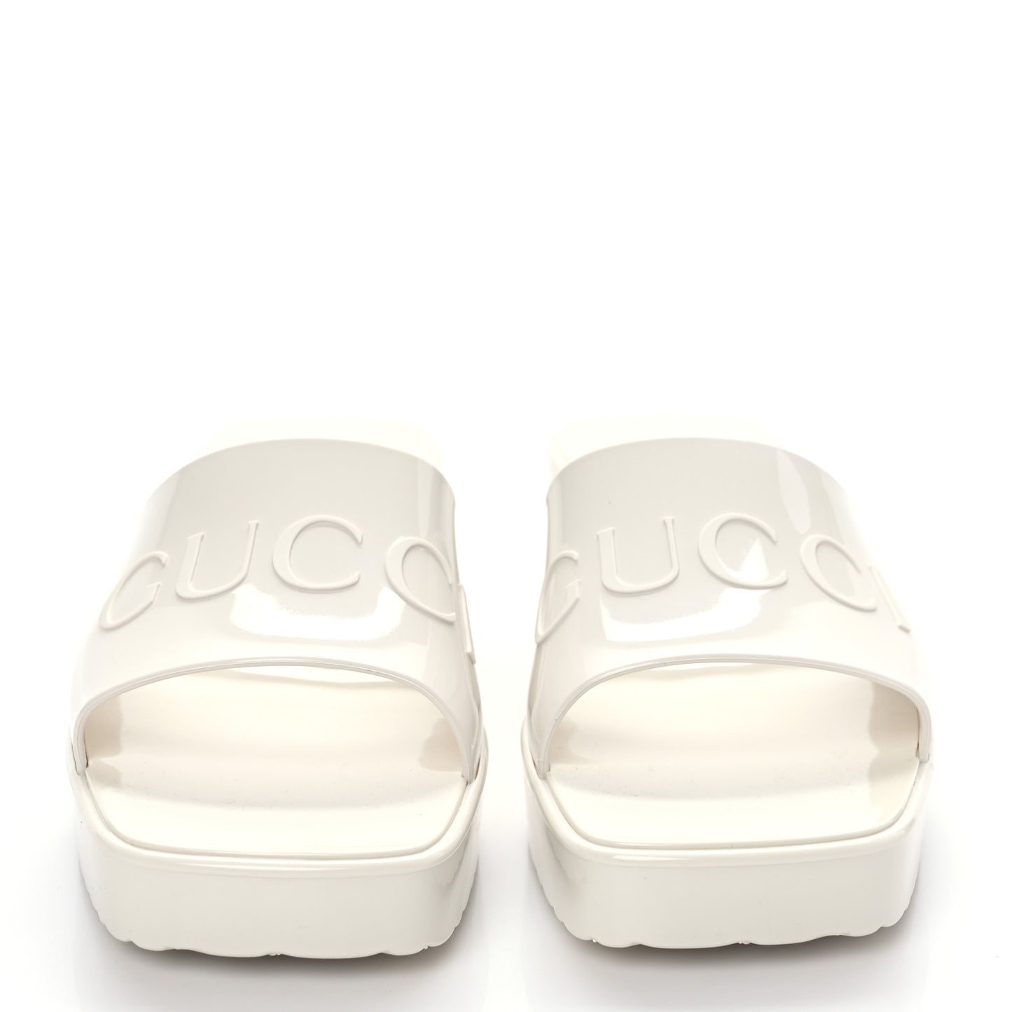 Rubber Gucci Logo Womens Platform 20/60mm Slide Sandals 35 Mystic White