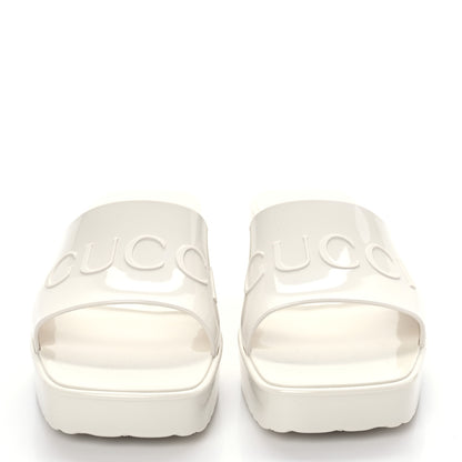 Gucci Rubber Gucci Logo Womens Platform 20/60mm Slide Sandals 35 Mystic White 2 of 8