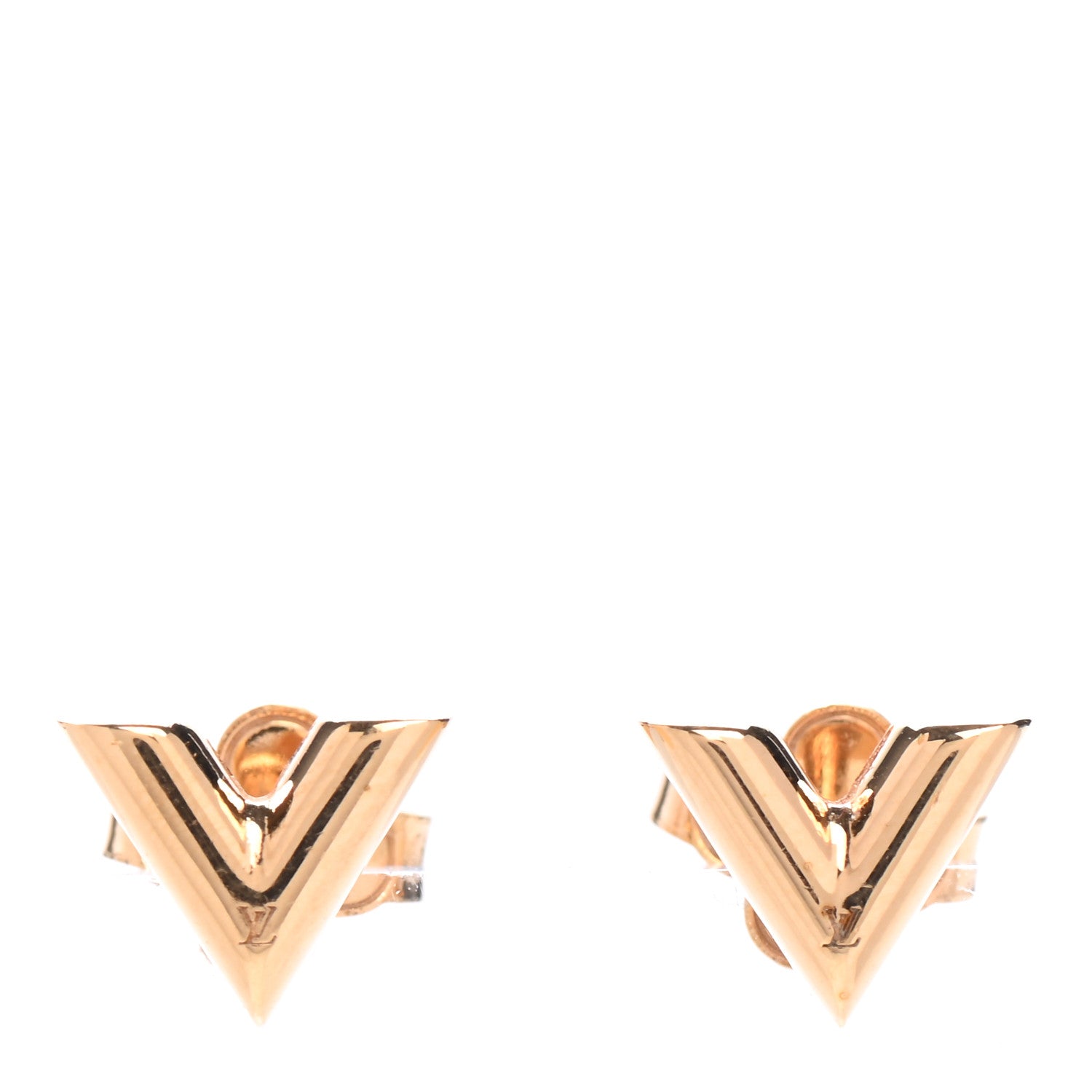 Louis Vuitton Brass Essential V Stud Earrings Gold 1 of 6