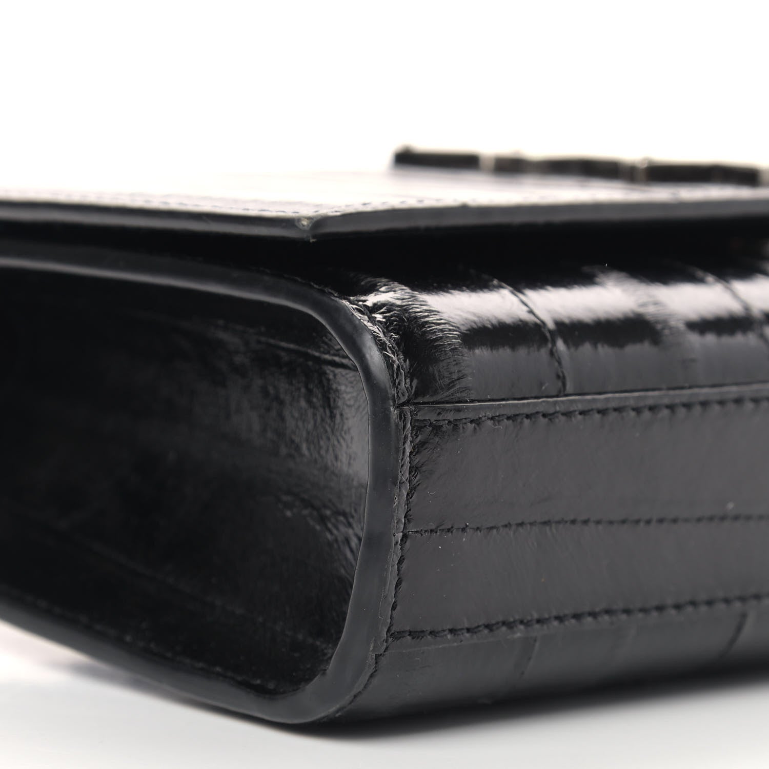 Saint Laurent Glossy Eelskin Small Monogram Kate Satchel Black 6 of 10