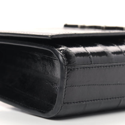 Saint Laurent Glossy Eelskin Small Monogram Kate Satchel Black 6 of 10