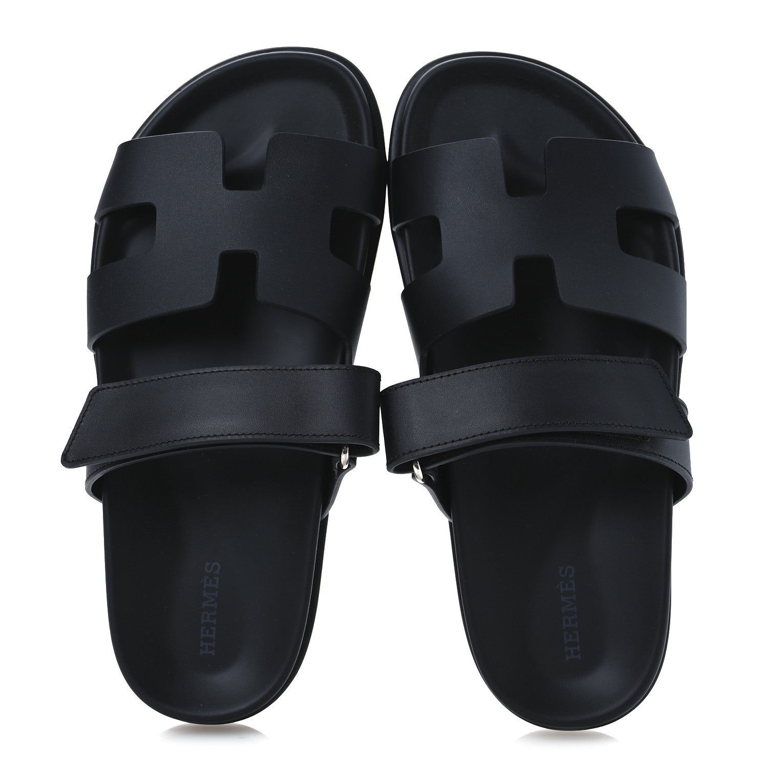 Hermes Calfskin Womens Chypre Sandals 37 Black 2 of 11