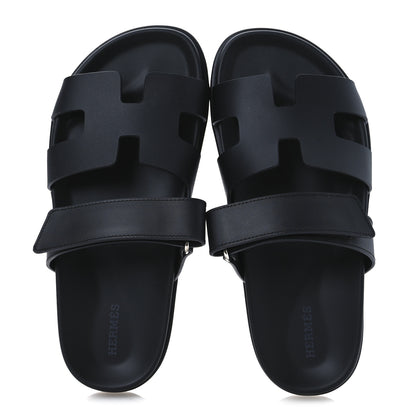 Hermes Calfskin Womens Chypre Sandals 37 Black 2 of 11