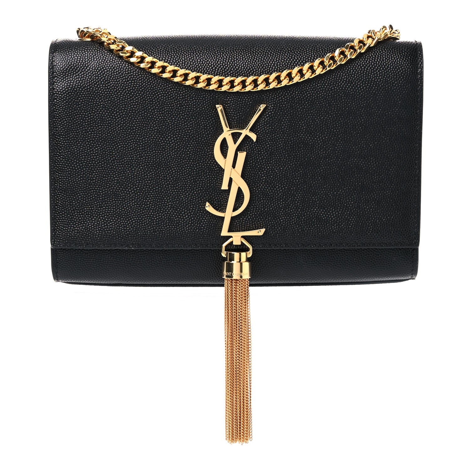 Saint Laurent Grain De Poudre Small Classic Monogram Kate Tassel Satchel Black 1 of 9