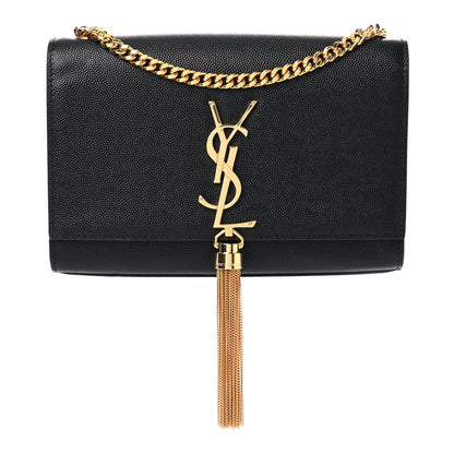Saint Laurent Grain De Poudre Small Classic Monogram Kate Tassel Satchel Black 1 of 9