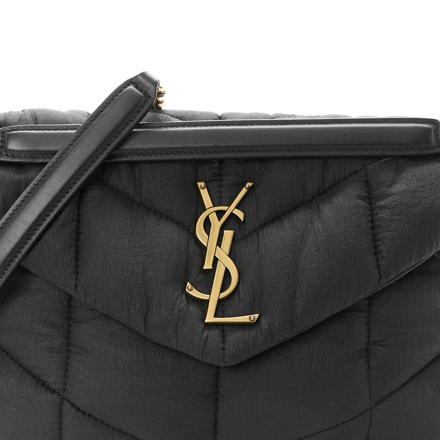 Nylon Quilted Small Loulou Puffer Monogram Chain Satchel Black