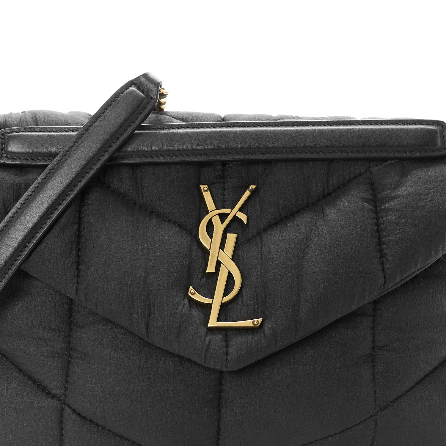 Saint Laurent Nylon Quilted Small Loulou Puffer Monogram Chain Satchel Black 8 of 10
