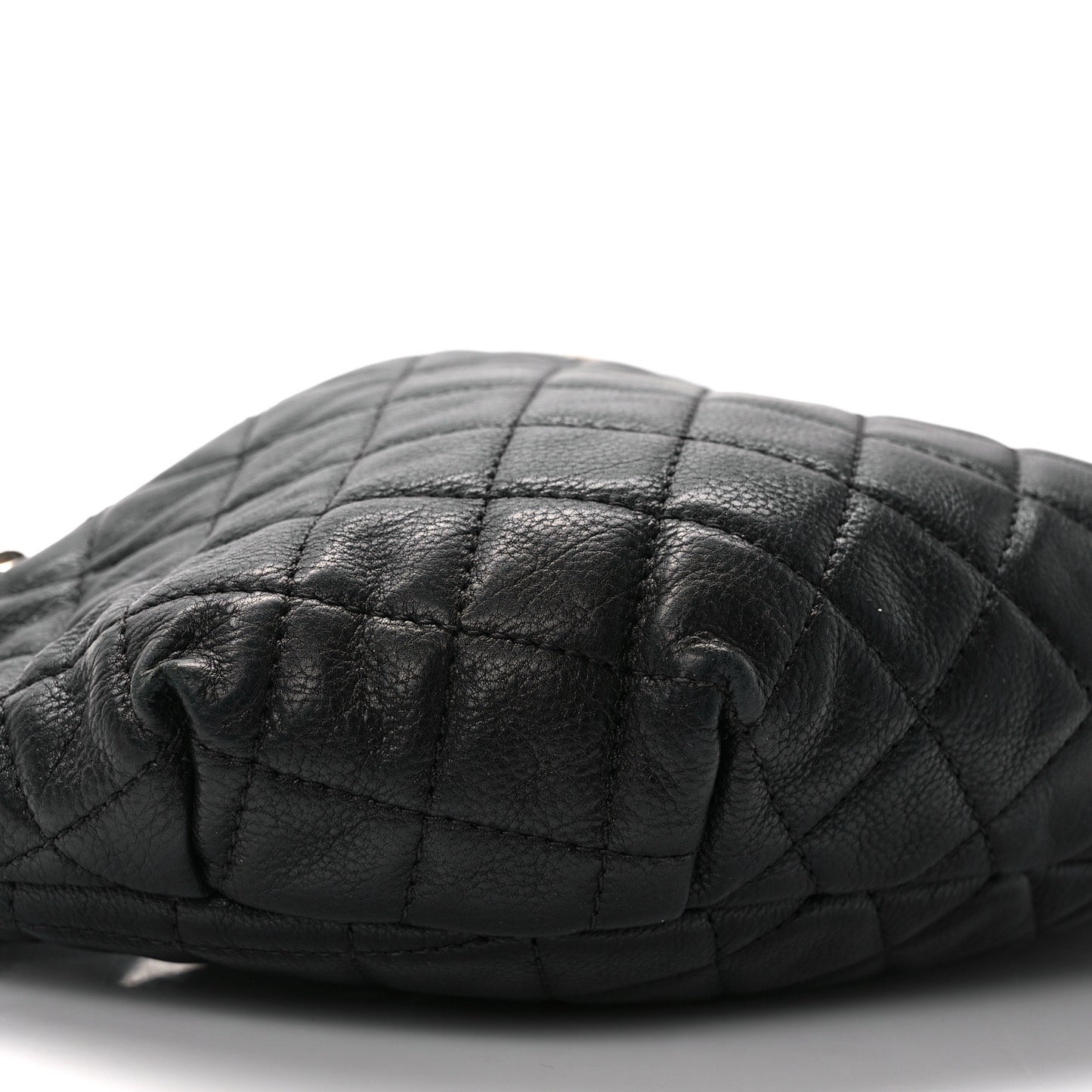 Calfskin Quilted Banane Waist Bag Fanny Pack Black