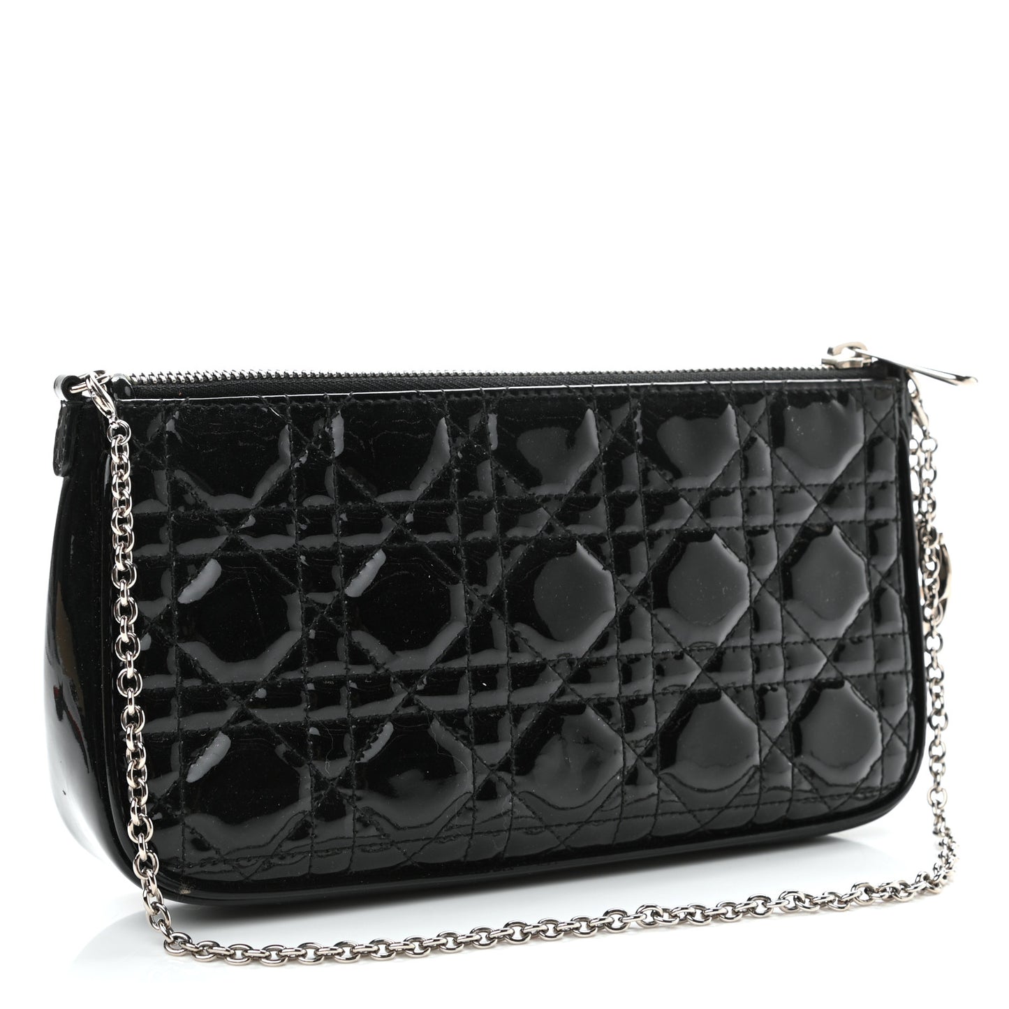 Patent Cannage Chain Pouch Black