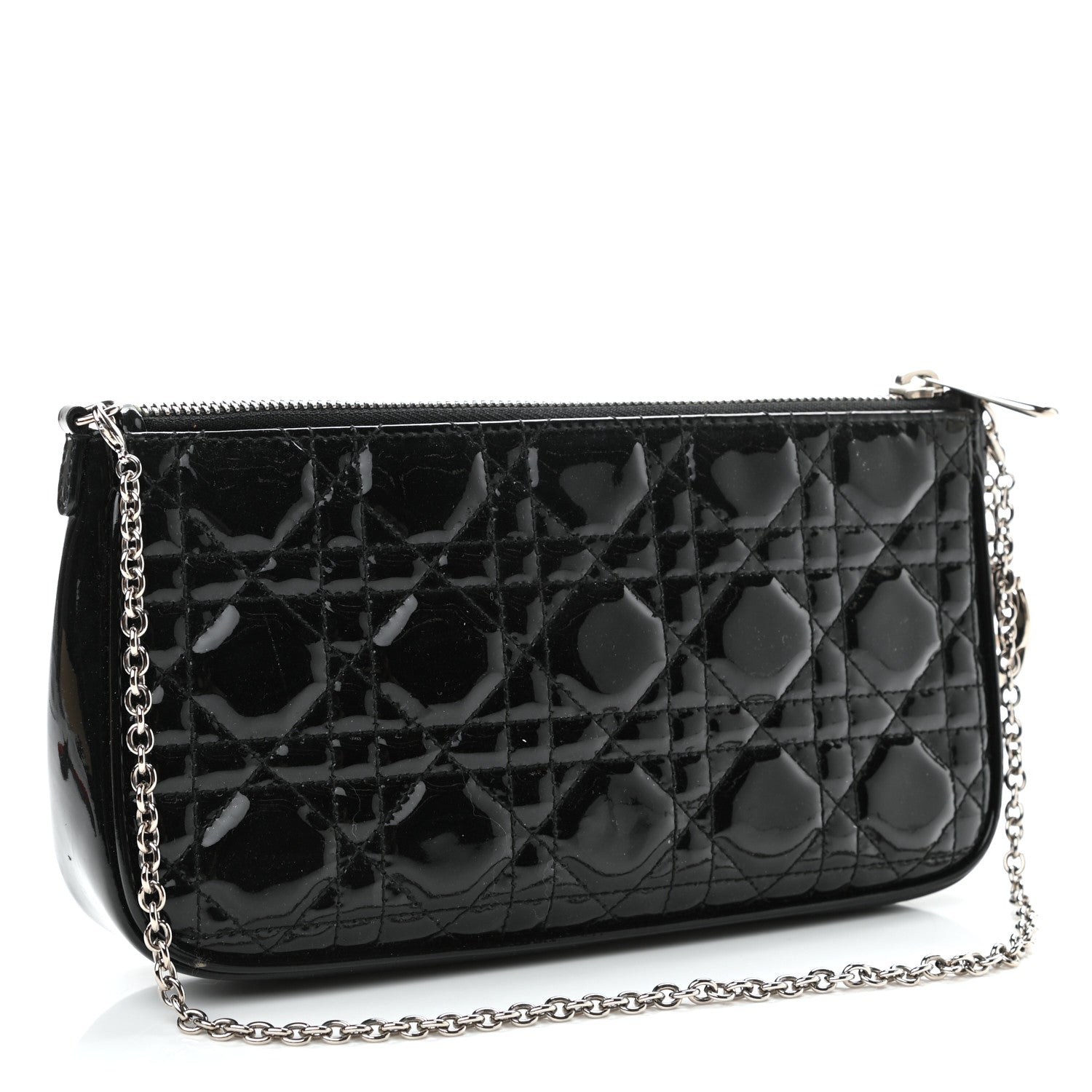 Christian Dior Patent Cannage Chain Pouch Black 3 of 10