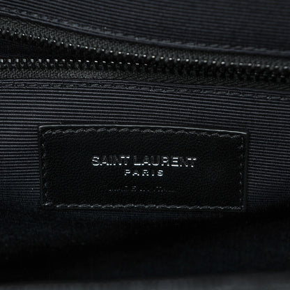 Saint Laurent Grain De Poudre Textured Mixed Matelasse Large Triquilt Monogram Monochrome Satchel Black 6 of 7