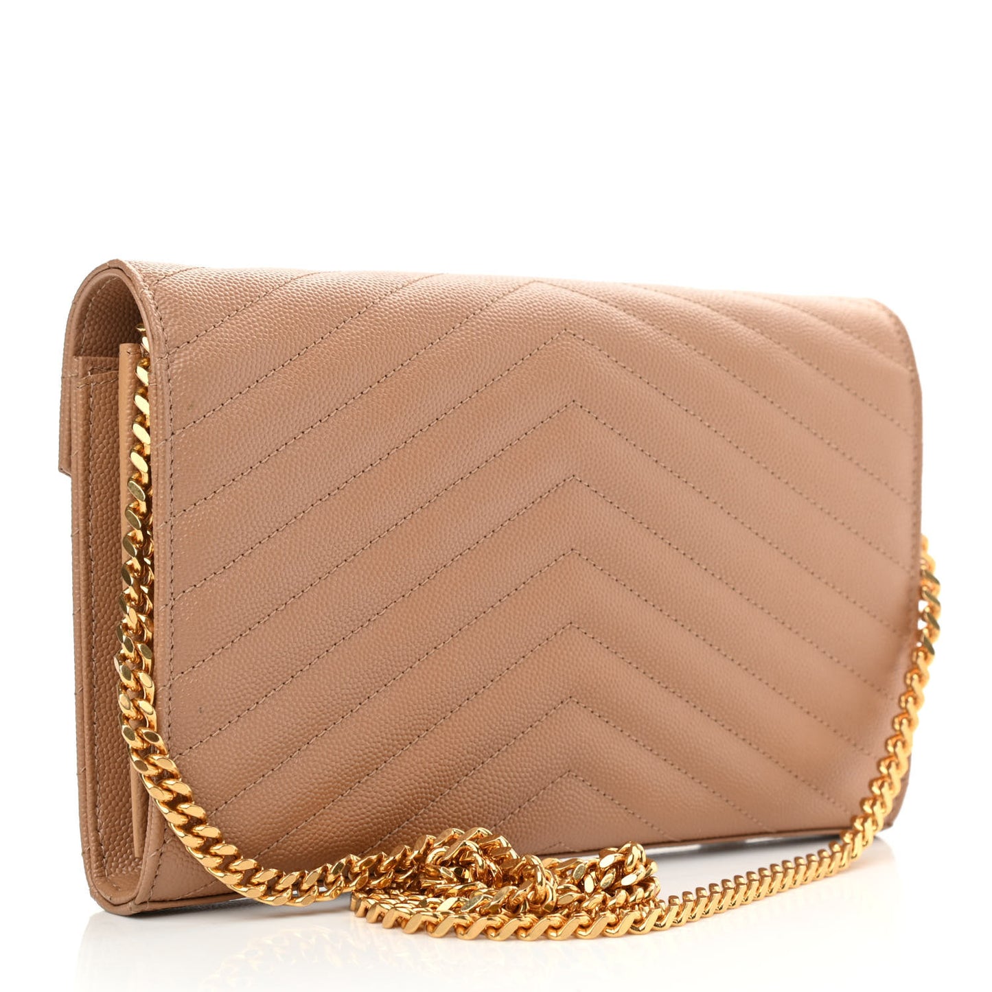Grain De Poudre Matelasse Chevron Monogram Chain Wallet Cork