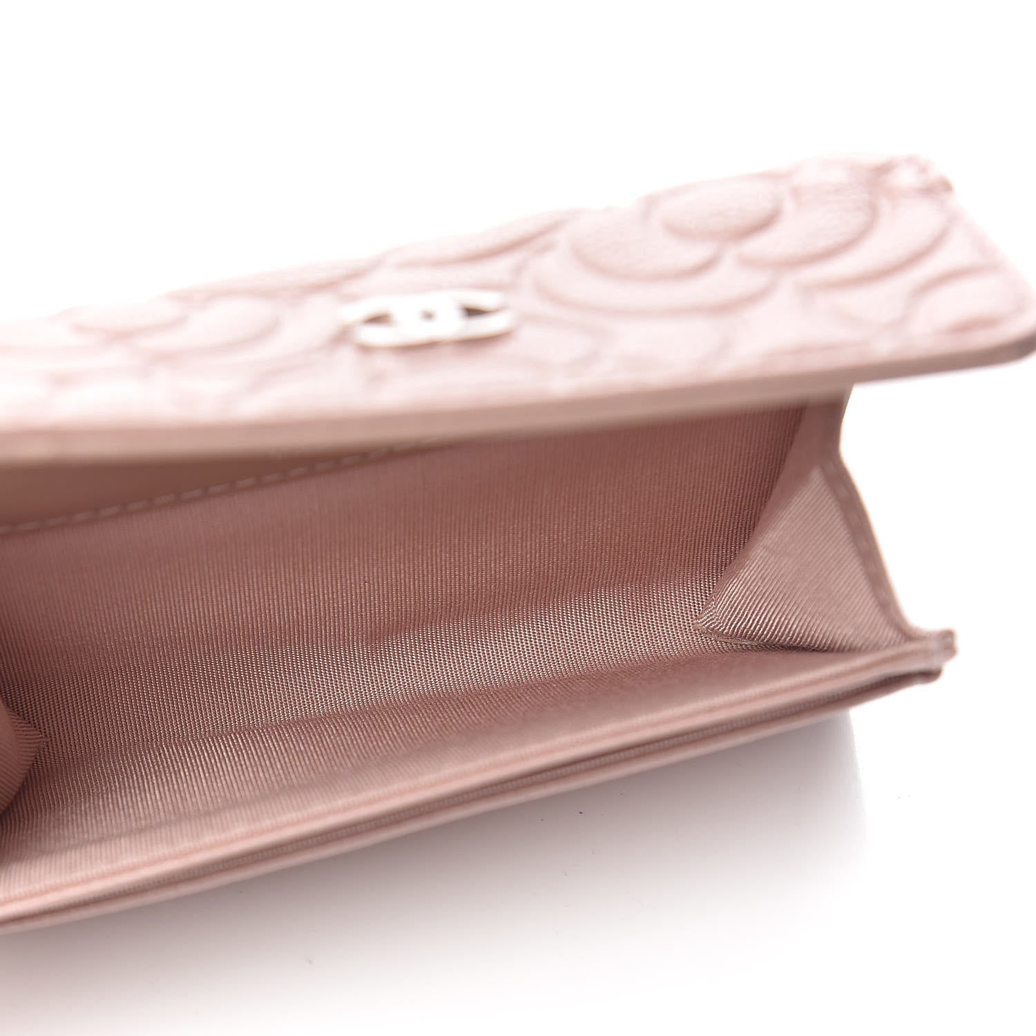 Chanel Goatskin Camellia Embossed Card Holder Wallet Light Pink 5 of 9