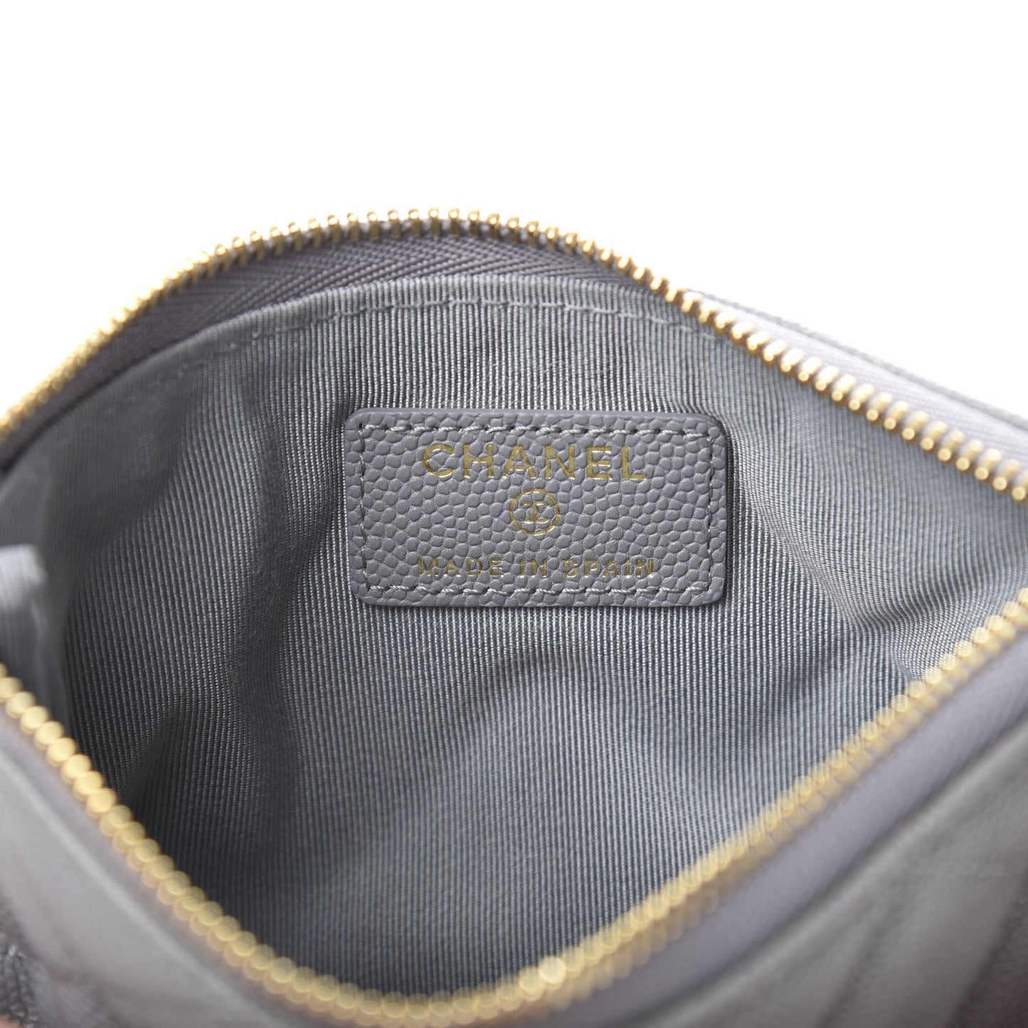 Caviar Quilted Small Cosmetic Case Grey
