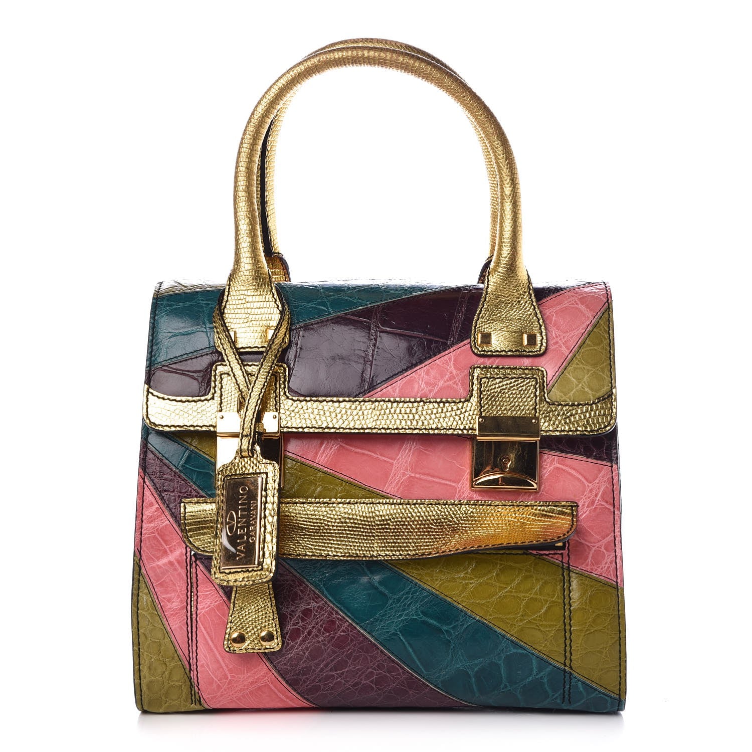 Valentino Garavani Patchwork Crocodile Dome Handbag Multicolor 1 of 10