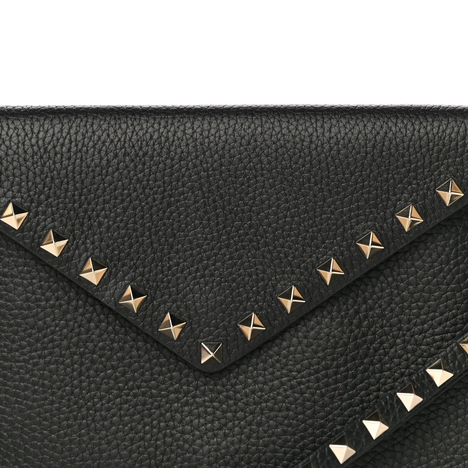 Valentino Garavani Pebbled Calfskin Medium Rockstud Envelope Flat Wristlet Pouch Black 9 of 10
