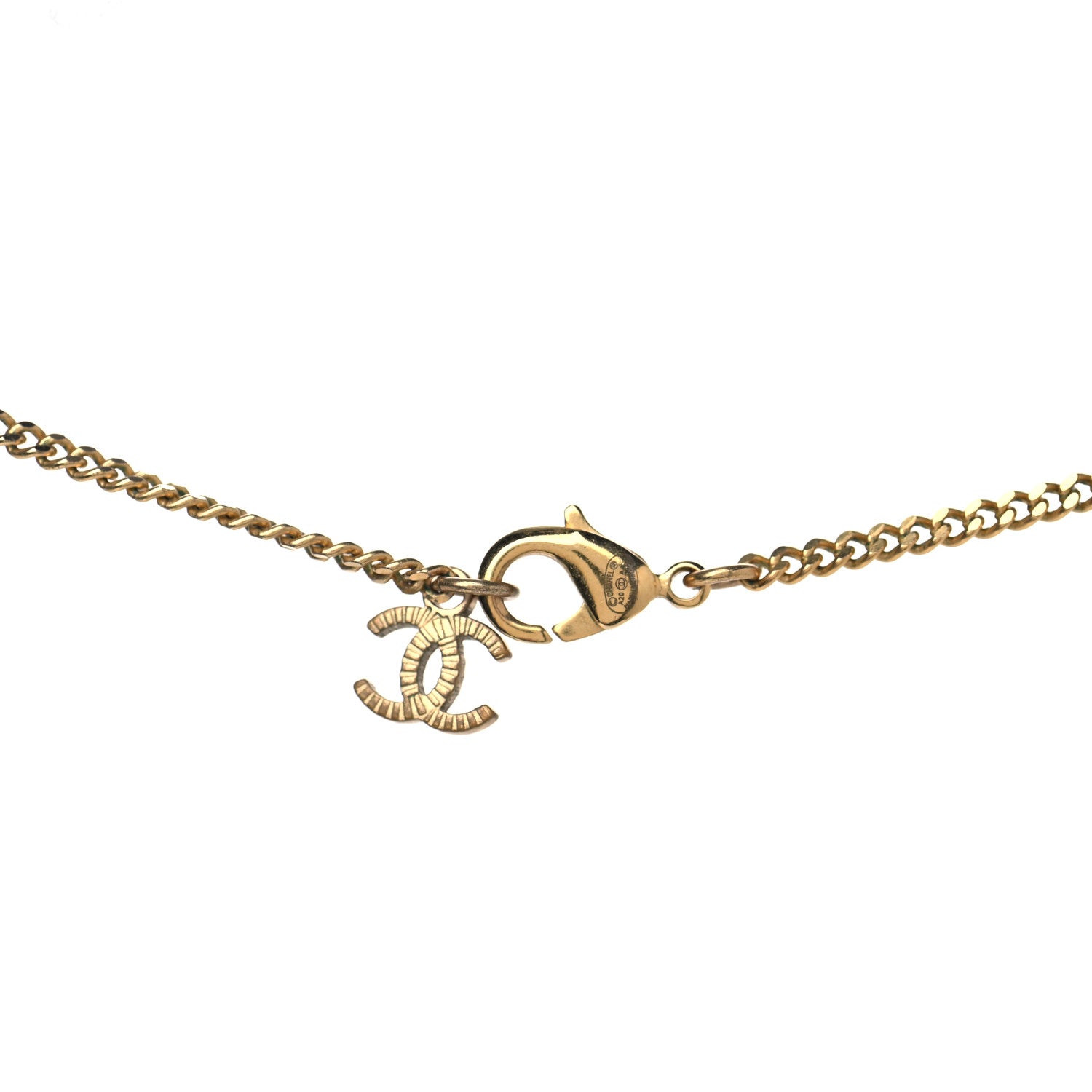 Chanel Crystal CC Pendant Necklace Gold 3 of 4