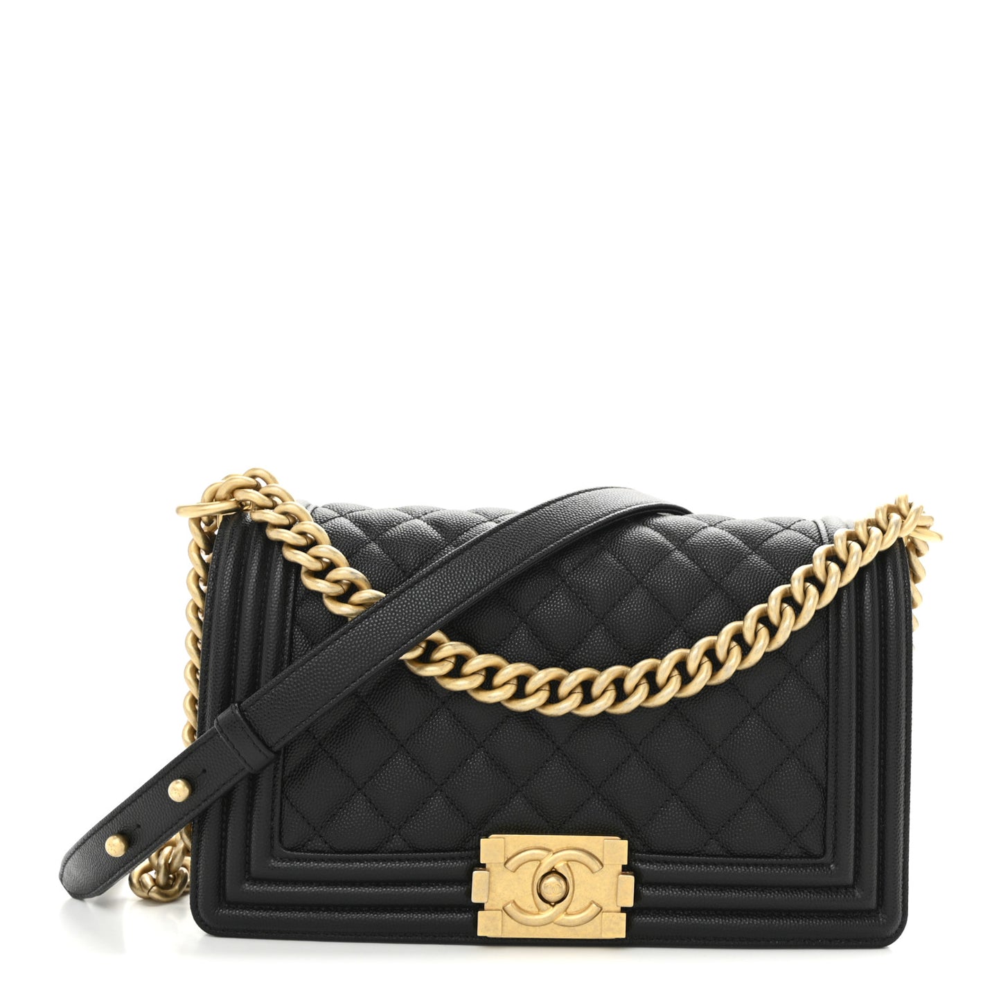 Caviar Quilted Medium Boy Flap Black