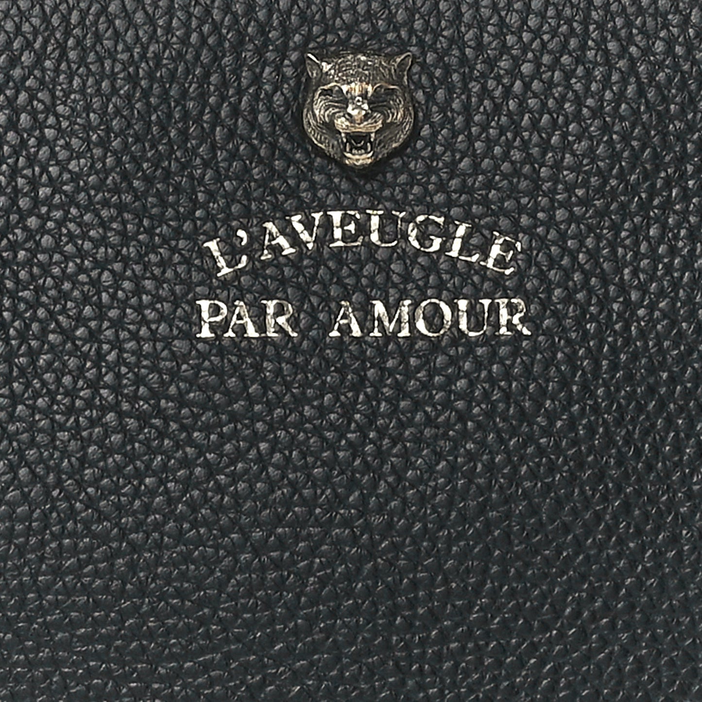 Pebbled Calfskin Animalier Tiger Zip Pouch Black