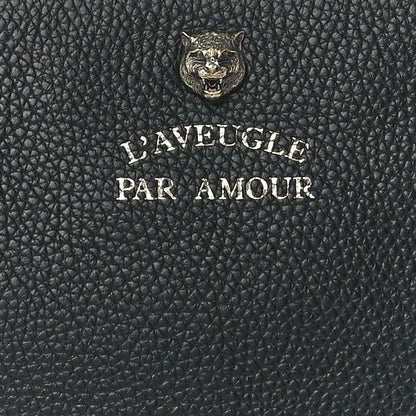 Gucci Pebbled Calfskin Animalier Tiger Zip Pouch Black 8 of 11